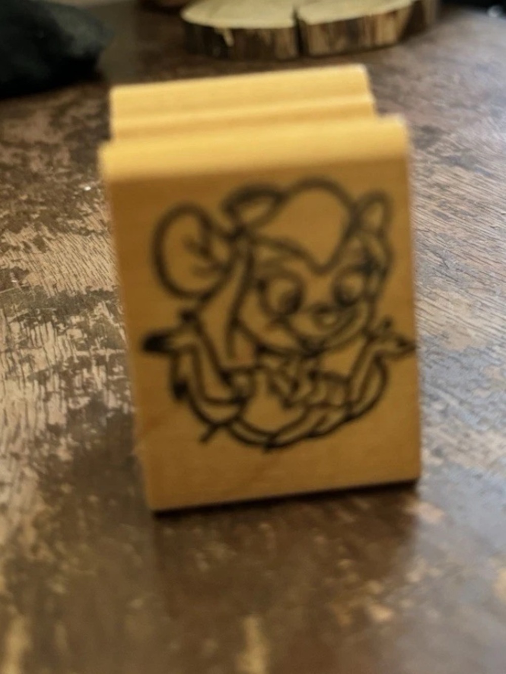 Vintage Disney ChipN Dale Rescue Rangers Wood Block Cartoon Gadget Rubber Stamp